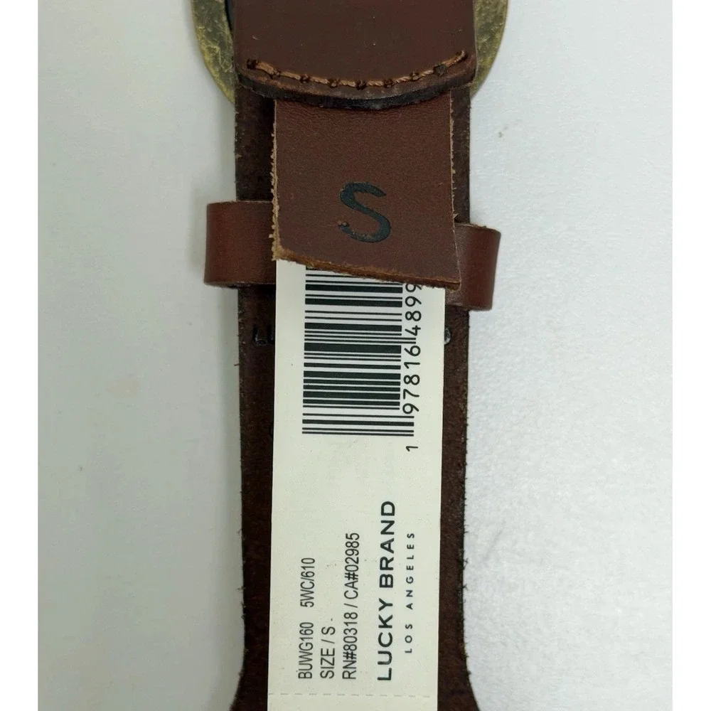 Lucky‎ Brand Women's Small Floral Embossed Brown 100% Leather Belt Circles NWT